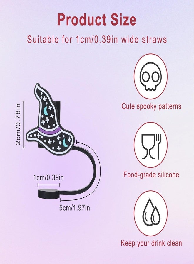 Suohheh ١٠ أغطية سيليكونية لأكواب ستانلي سعة ٣٠ و ٤٠ أونصة - أغطية بنفسجية مقاس ٠.٤ بوصة/١٠ مم - أغطية لطيفة بتصميم سحري، هدايا مثالية للهالوين وعيد الشكر وعيد الميلاد - Image 2